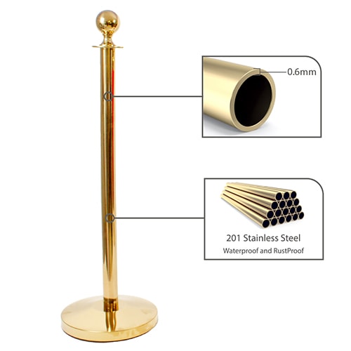 6 Prestige Brass Poles With 4 Black Velvet Ropes Product Gallery Image